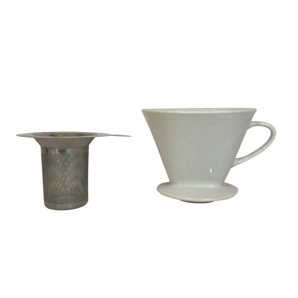 Ceramic Coffee Dripper & Stainless Steel Tea Strainer Set